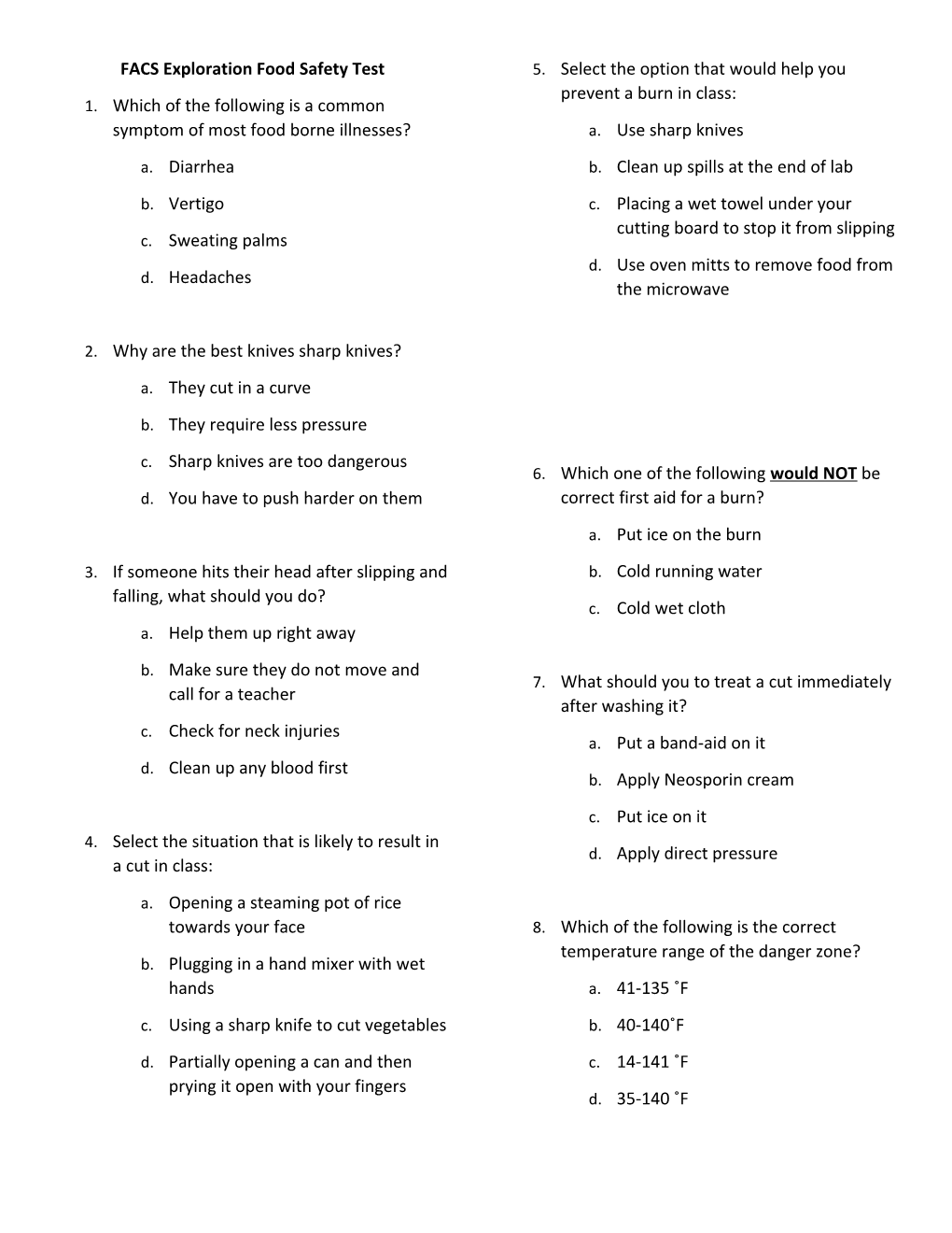 FACS Exploration Food Safety Test