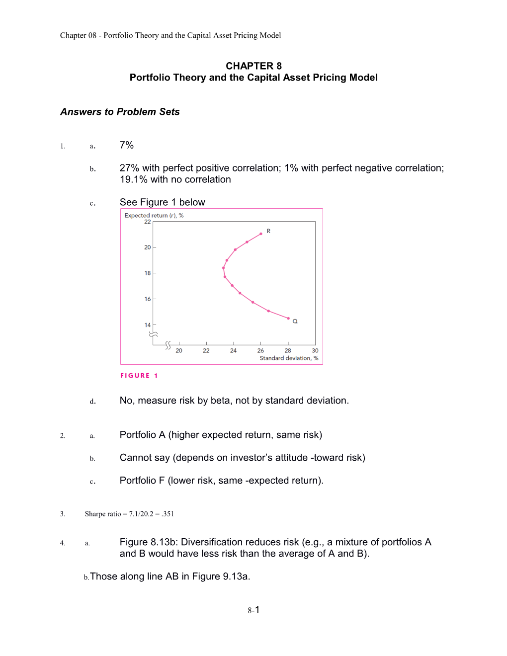 Chapter 08 - Portfolio Theory and the Capital Asset Pricing Model