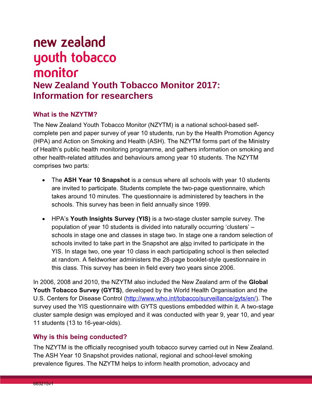 New Zealand Youth Tobacco Monitor 2012