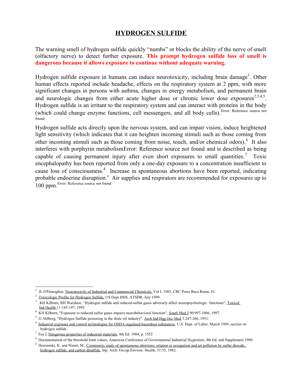 Hydrogen Sulfide