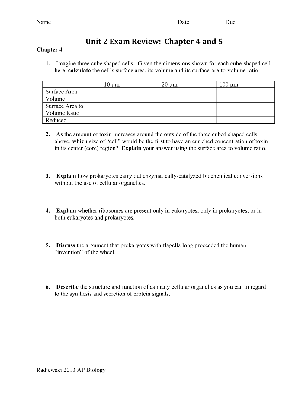 Unit 2 Exam Review: Chapter 4 and 5