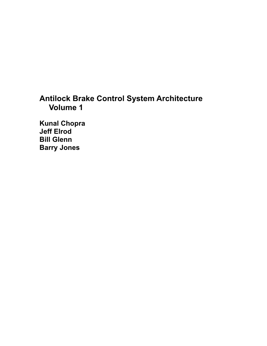 Antilock Brake Control System Architecture