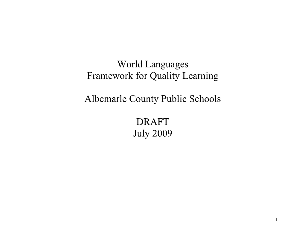 2009 Albemarle County World Languages Curriculum Document