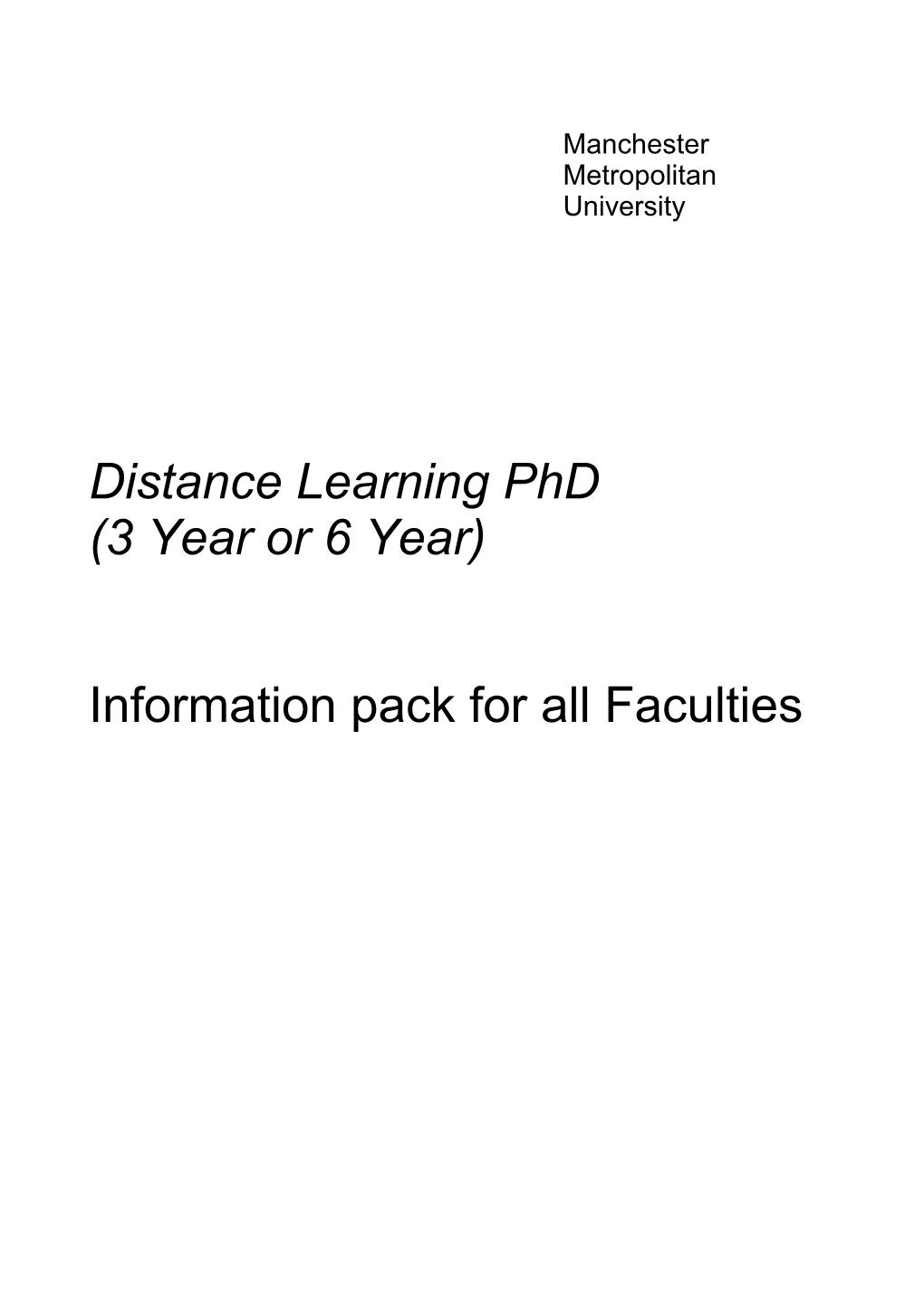 Information Pack for All Faculties