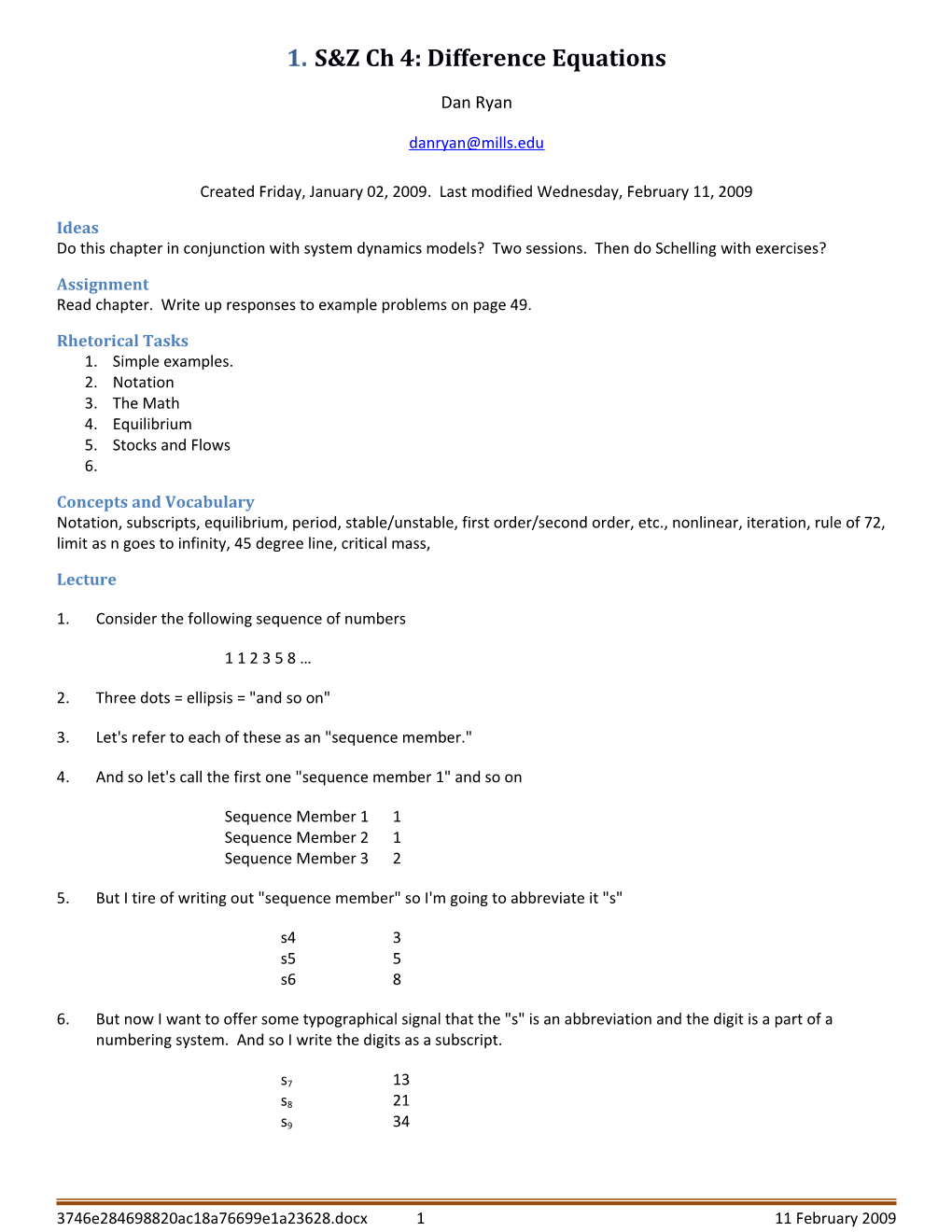 S&Z Ch 4: Difference Equations