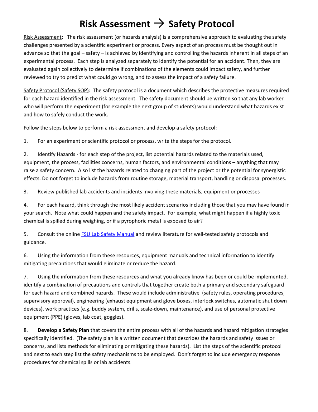 Risk Assessment Safetyprotocol