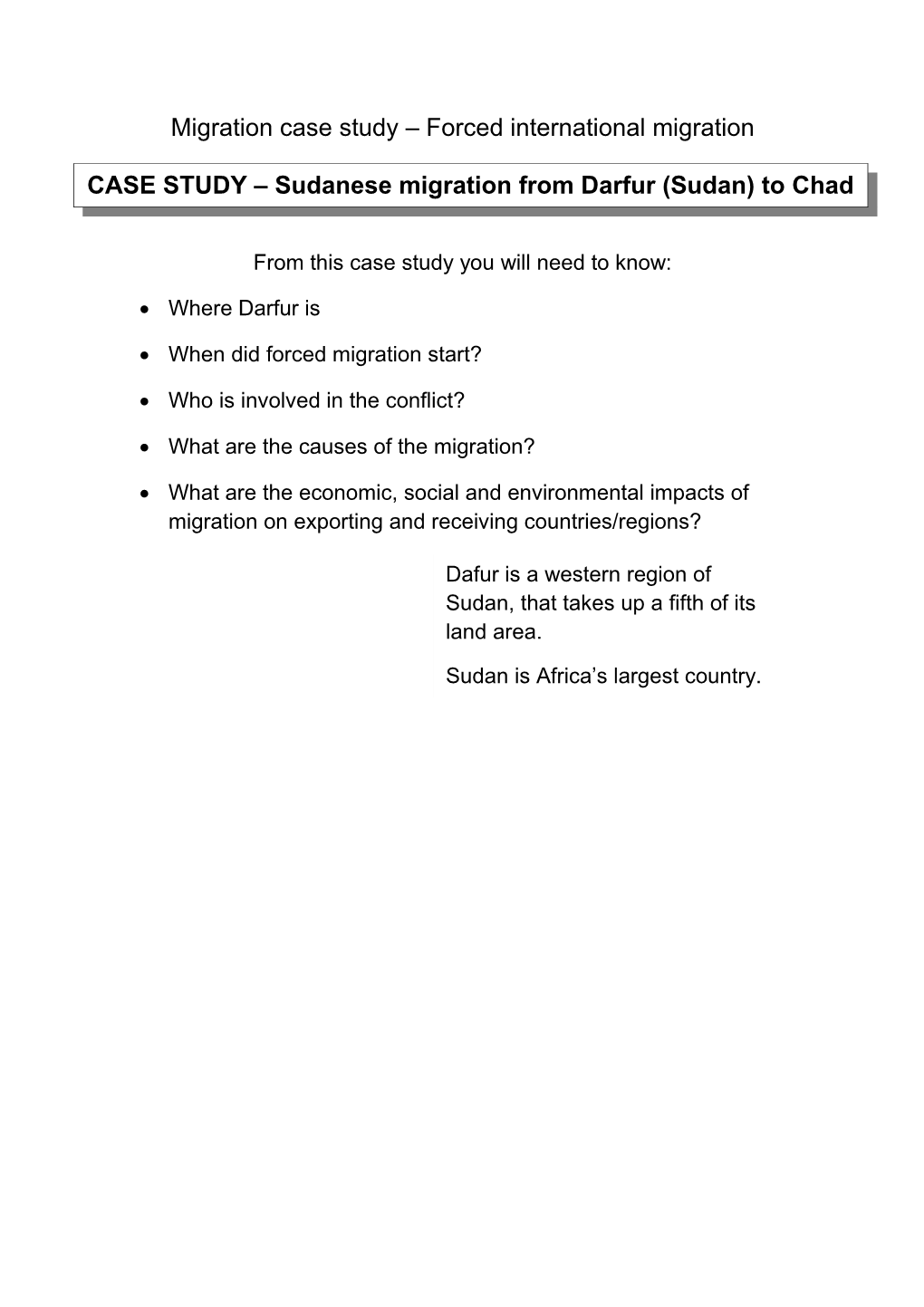 Migration Case Study Forced International Migration