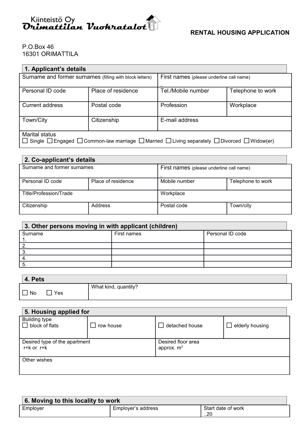 3. Other Persons Moving in with Applicant (Children)