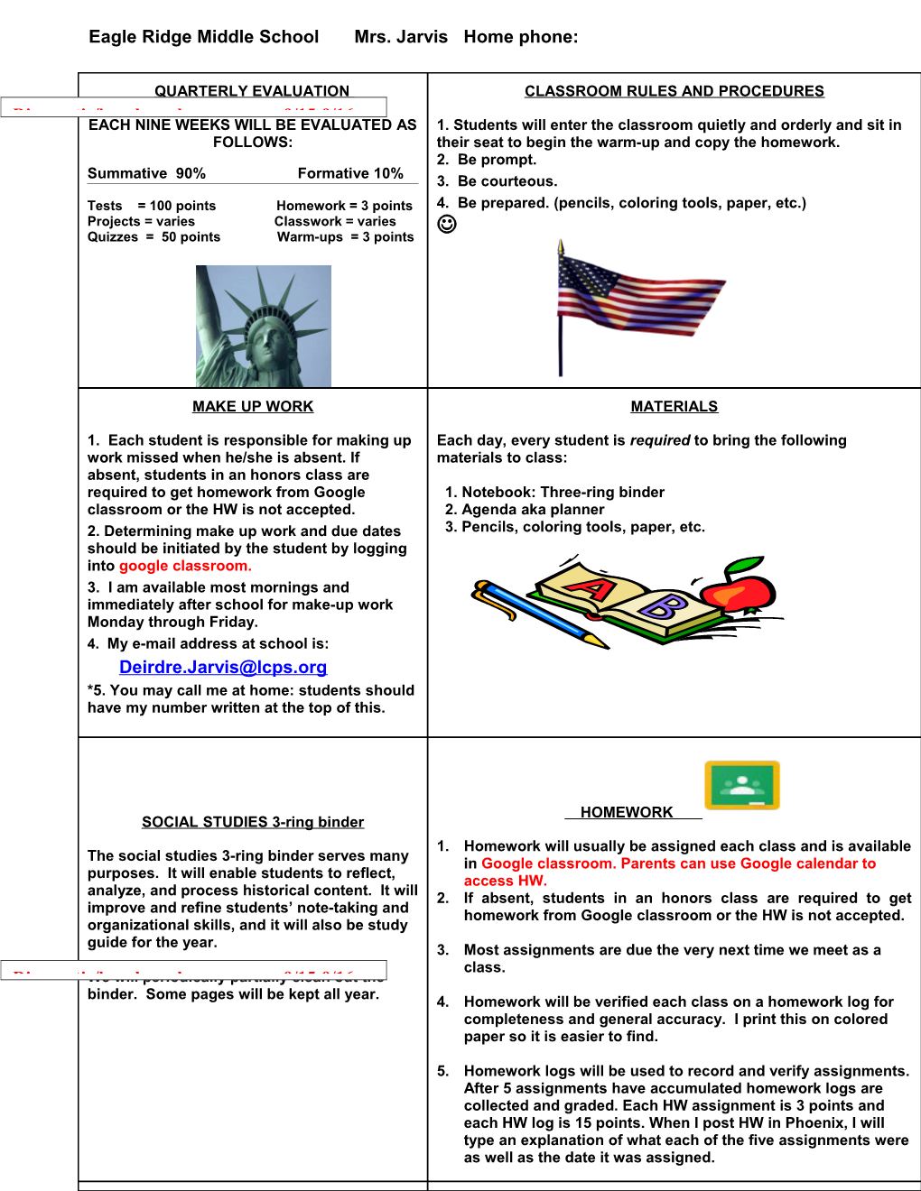 Social Studies Classroom Expectations