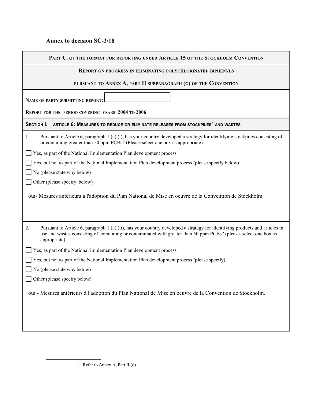 Annex to Decision SC-2/18