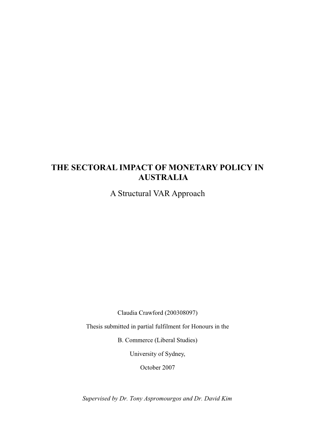 The Sectoral Impact of Monetary Policy in Australia