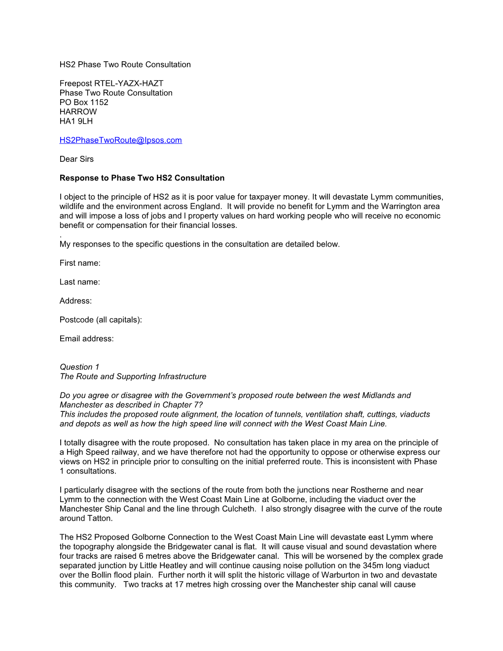 High Speed 2 Phase 2 Route Consultation