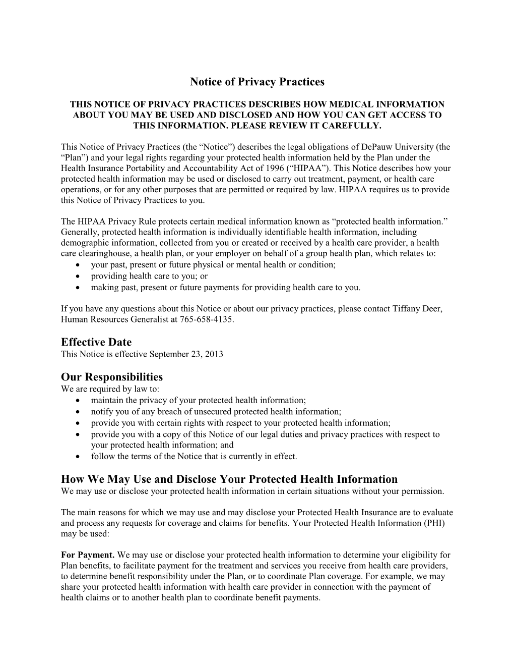 HIPAA Privacy Notice Template