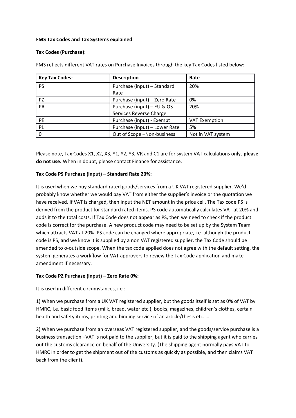 FMS Tax Codes and Tax Systems Explained