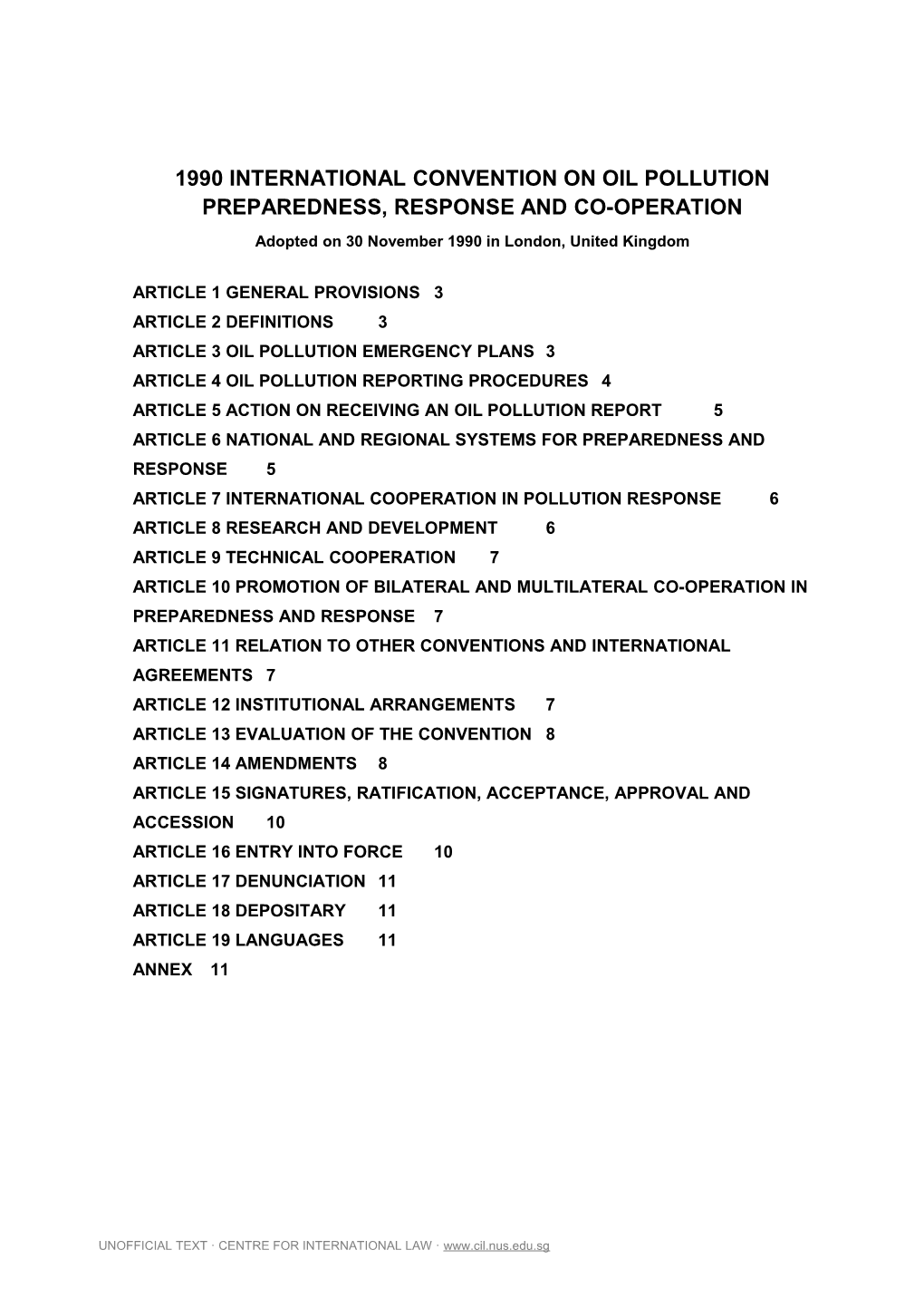 1990 International Convention on Oil Pollution Preparedness, Response and Co-Operation