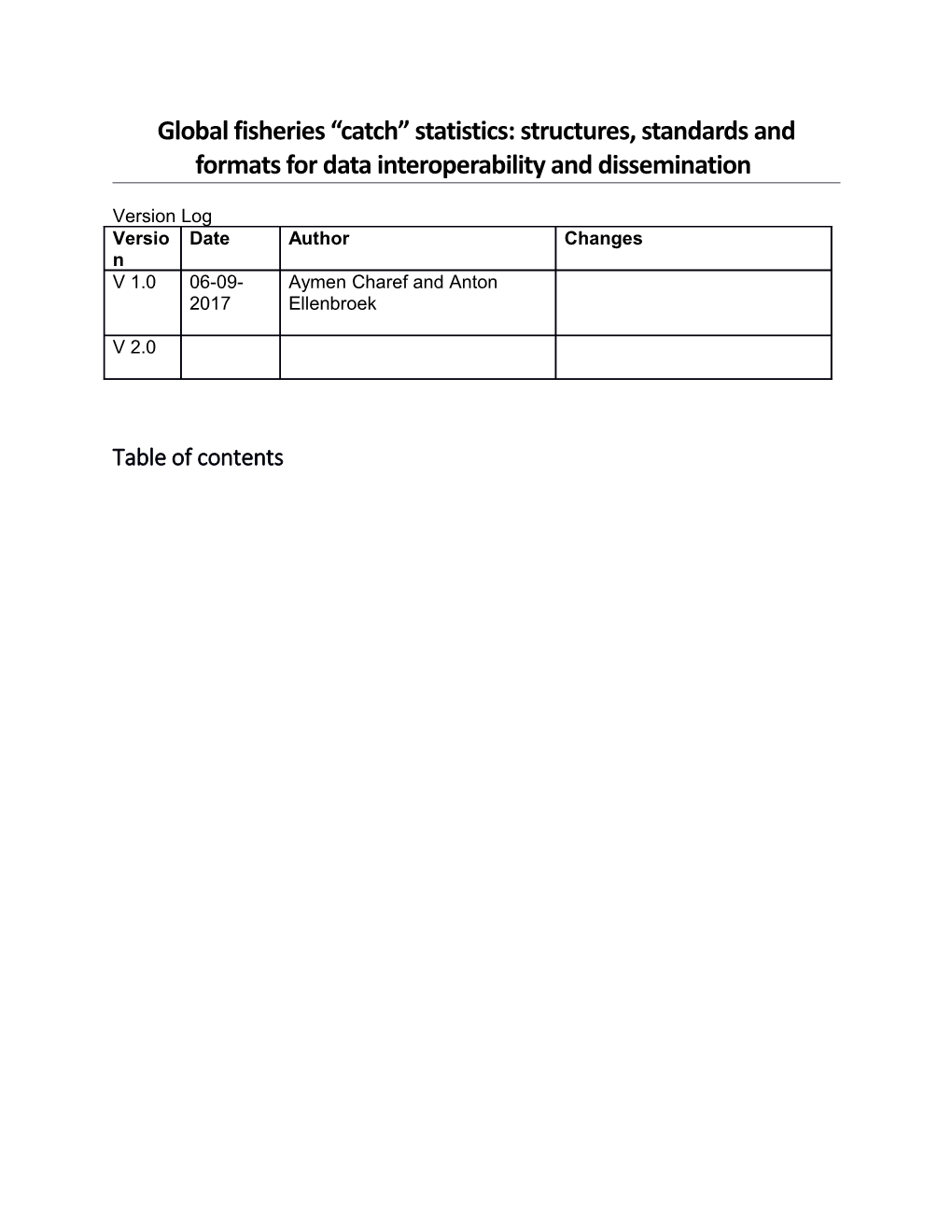 Global Fisheries Catch Statistics: Structures, Standards and Formats for Data Interoperability