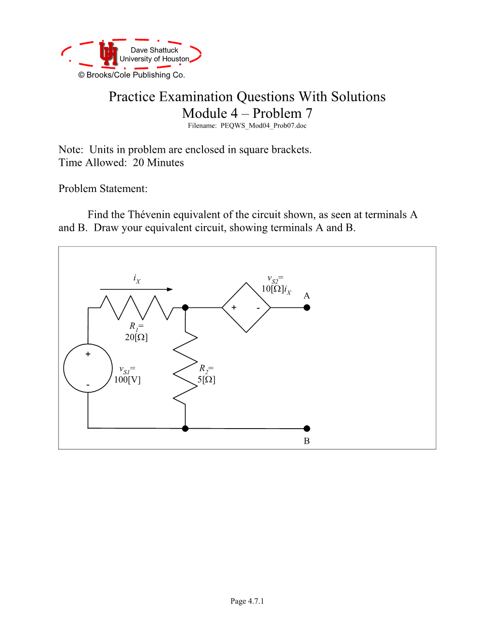 Practice Examination Module 4 Problem 7