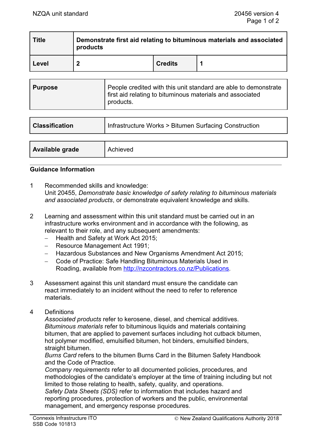 20456 Demonstrate First Aid Relating to Bituminous Materials and Associated Products