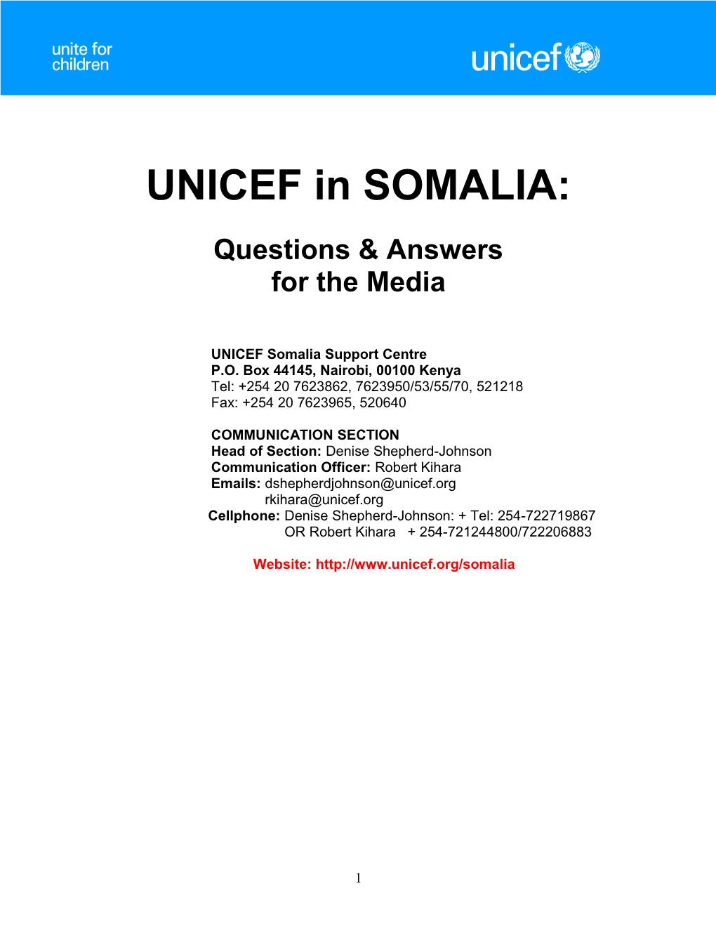 UNICEF in SOMALIA