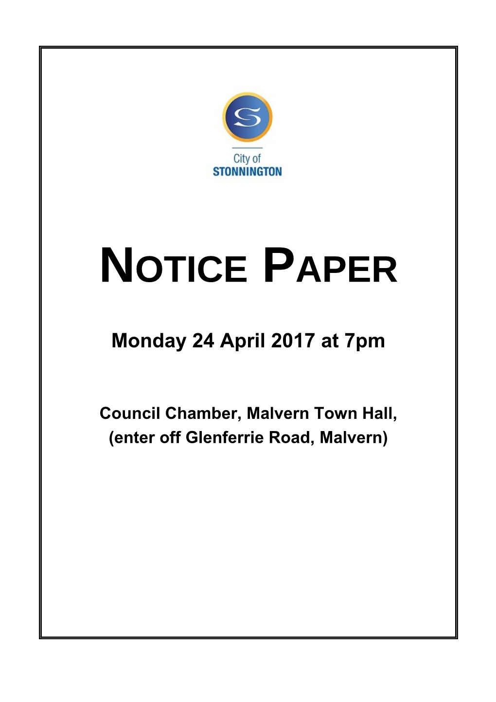 Agenda of Council Meeting - 24 April 2017