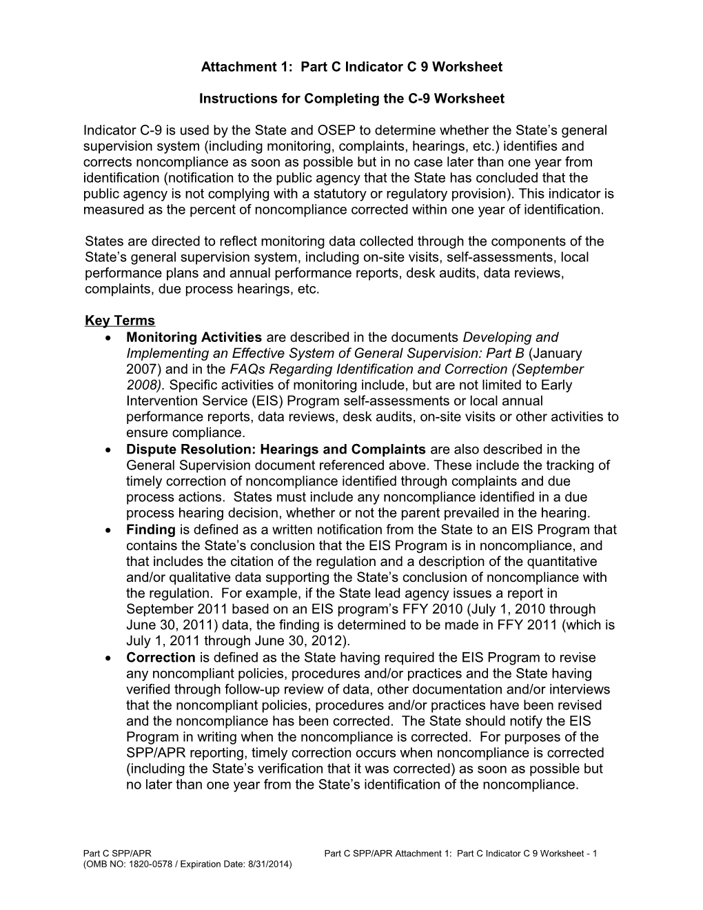 Instructions for Completing the B-15 and C-9 Work Sheets