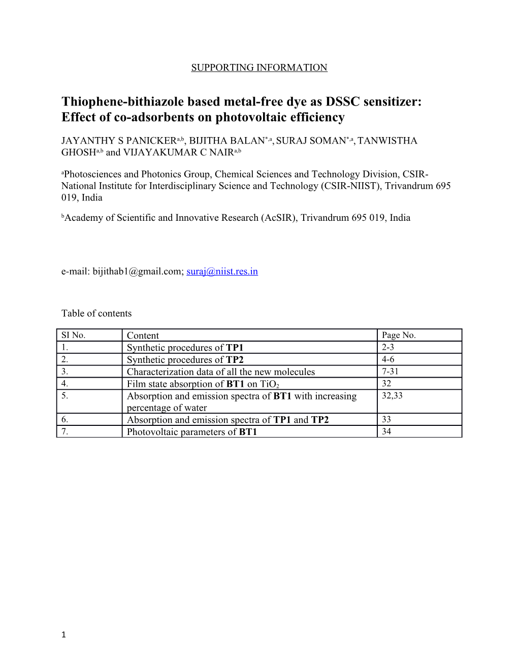 Thiophene-Bithiazole Based Metal-Free Dye As DSSC Sensitizer: Effect of Co-Adsorbents