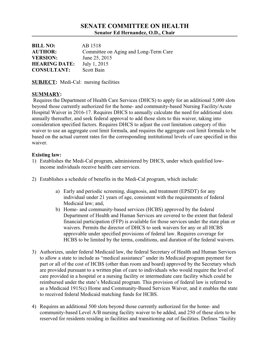 AB1518 (Committee on Aging and Long-Term Care)Page 1 of 2