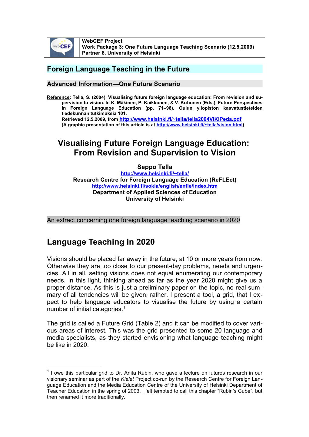 Foreign Language Teaching in the Future