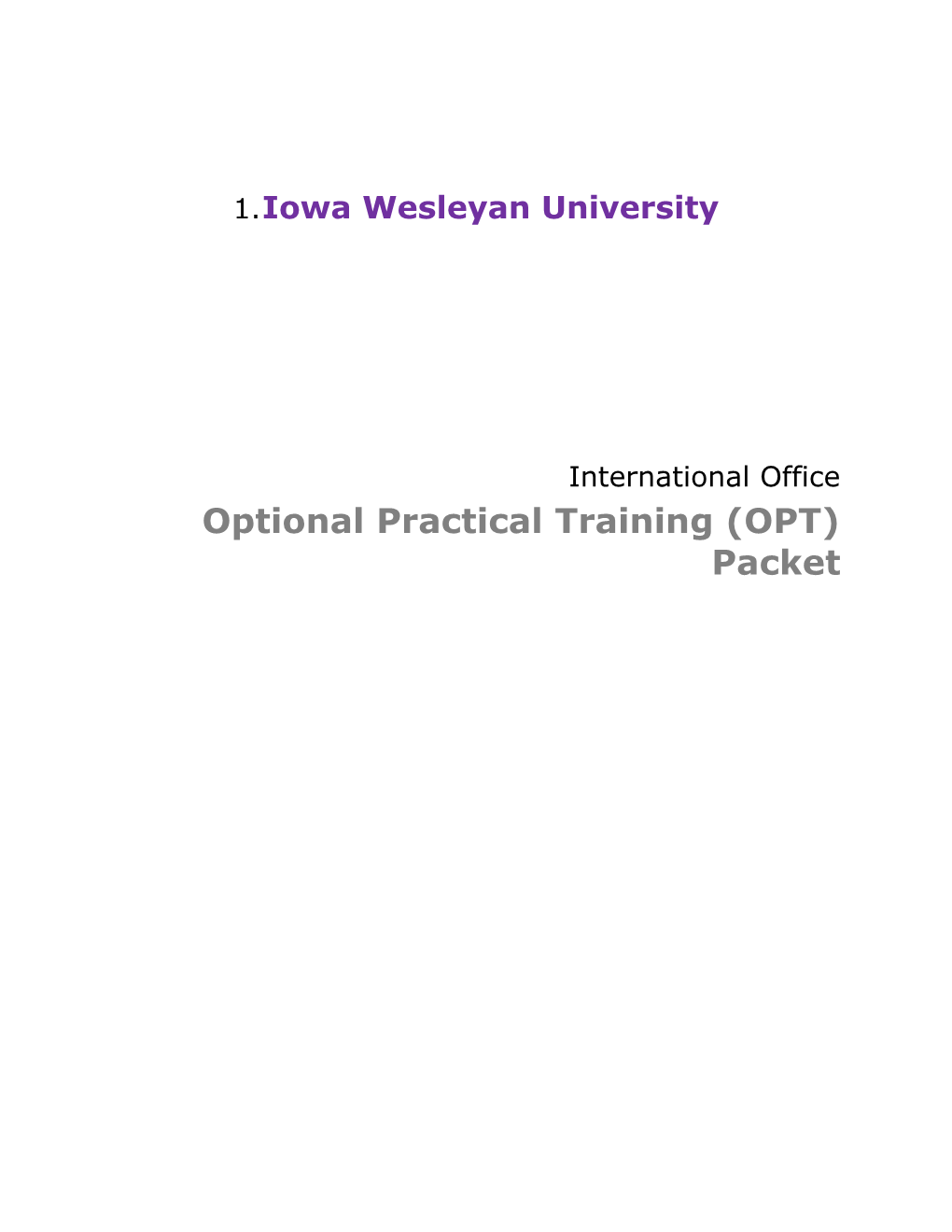 Optional Practical Training(OPT) Packet