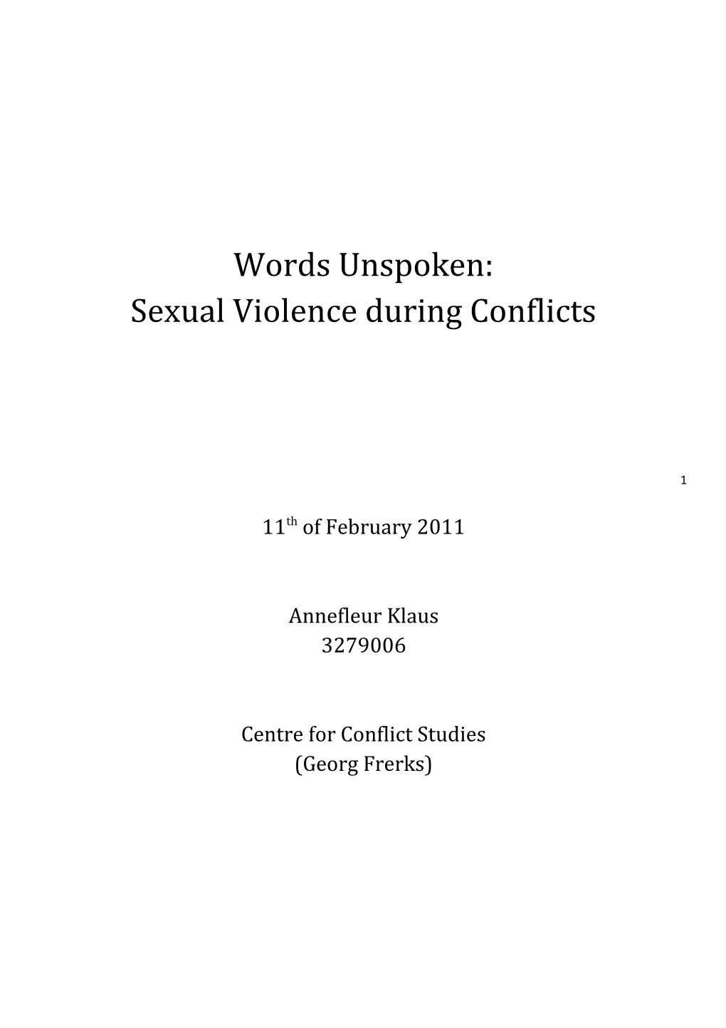 Sexual Violence During Conflicts