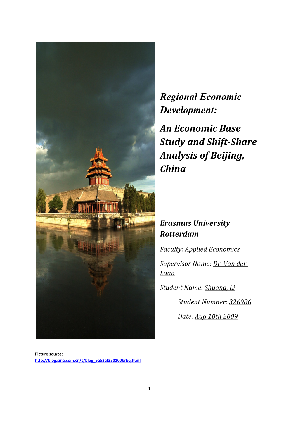 An Economic Base Study and Shift-Share Analysis of Beijing, China