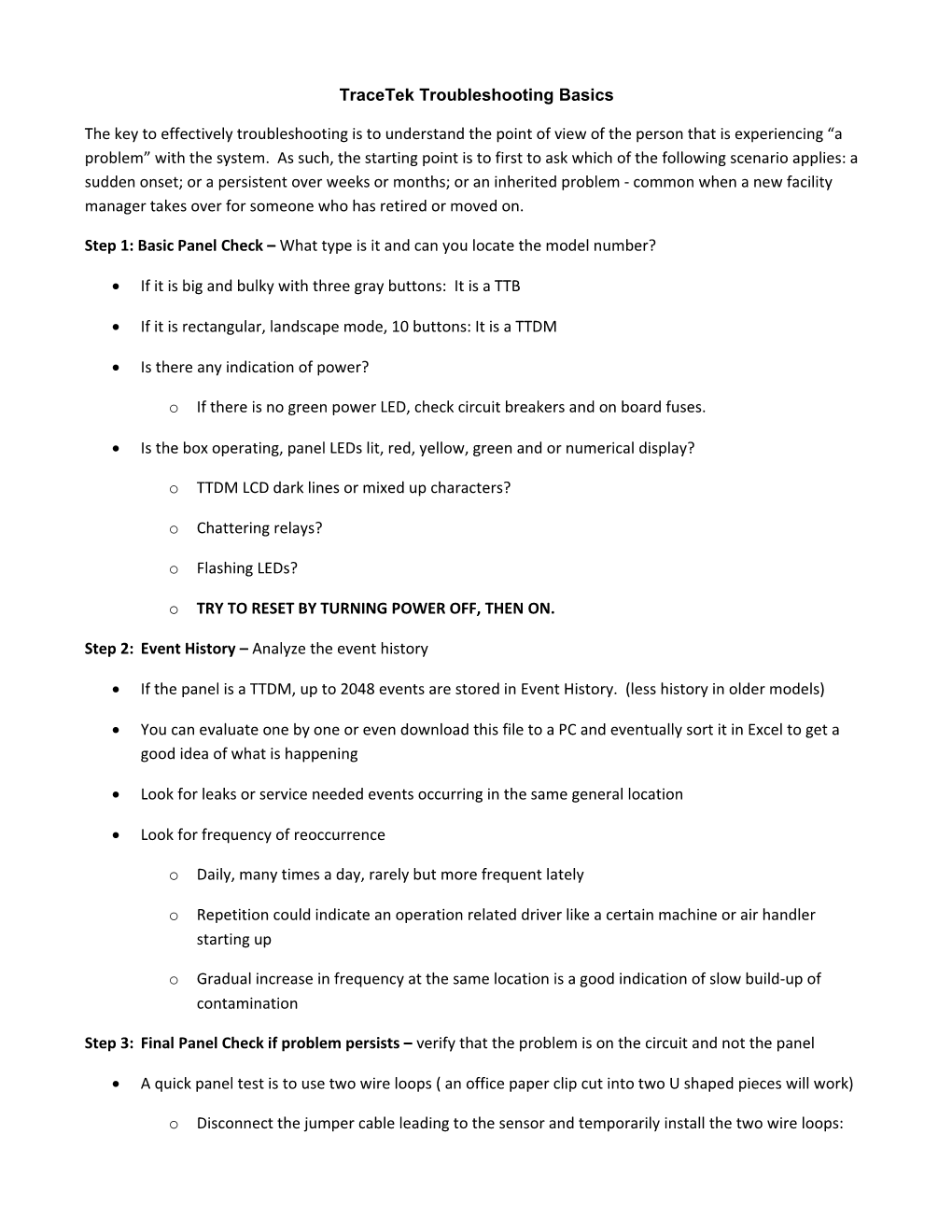 Tracetek Troubleshooting Basics