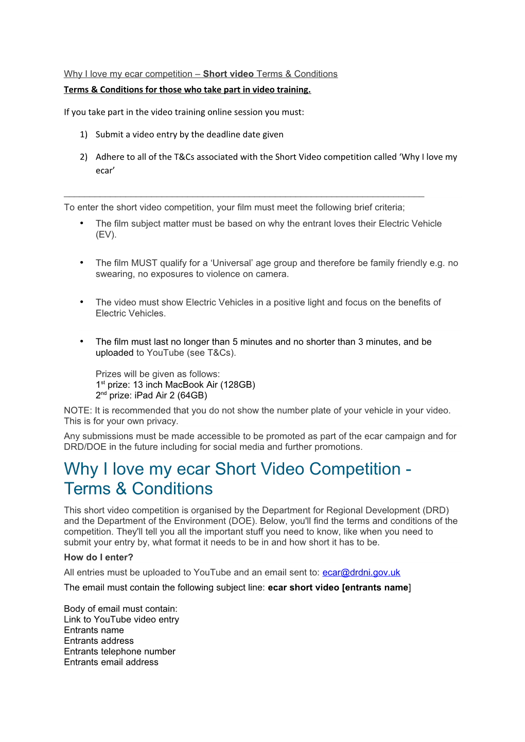 Terms & Conditions for Those Who Take Part in Video Training