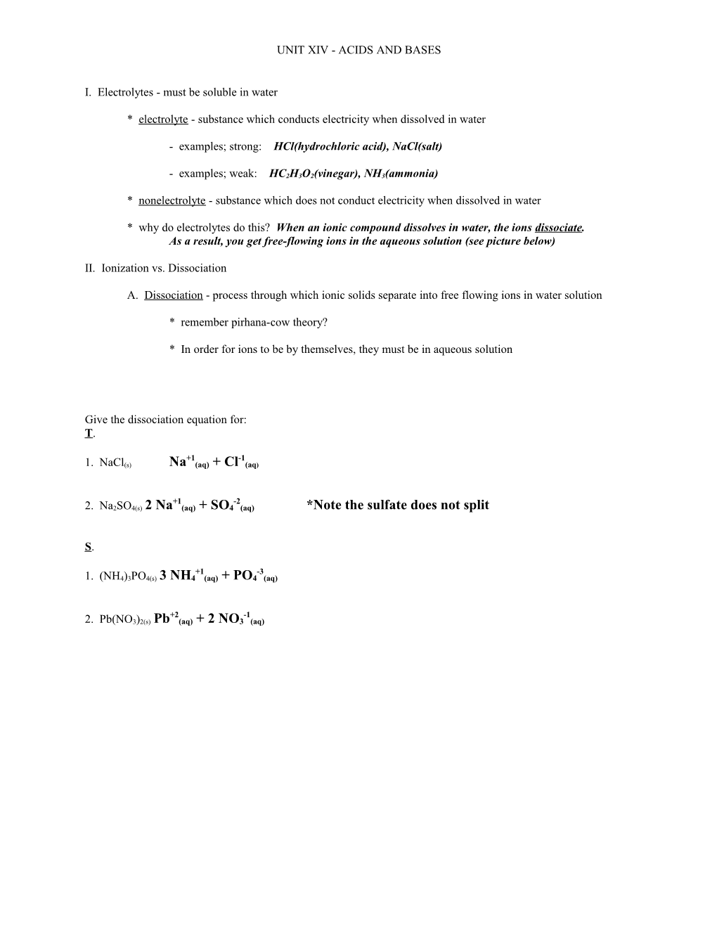 Unit Xiv - Acids and Bases