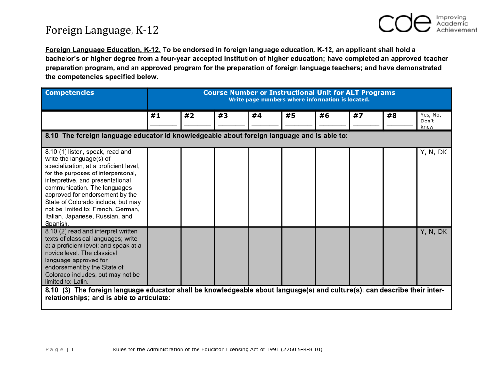 Page 1Rules for the Administration of the Educator Licensing Act of 1991 (2260.5-R-8.10)