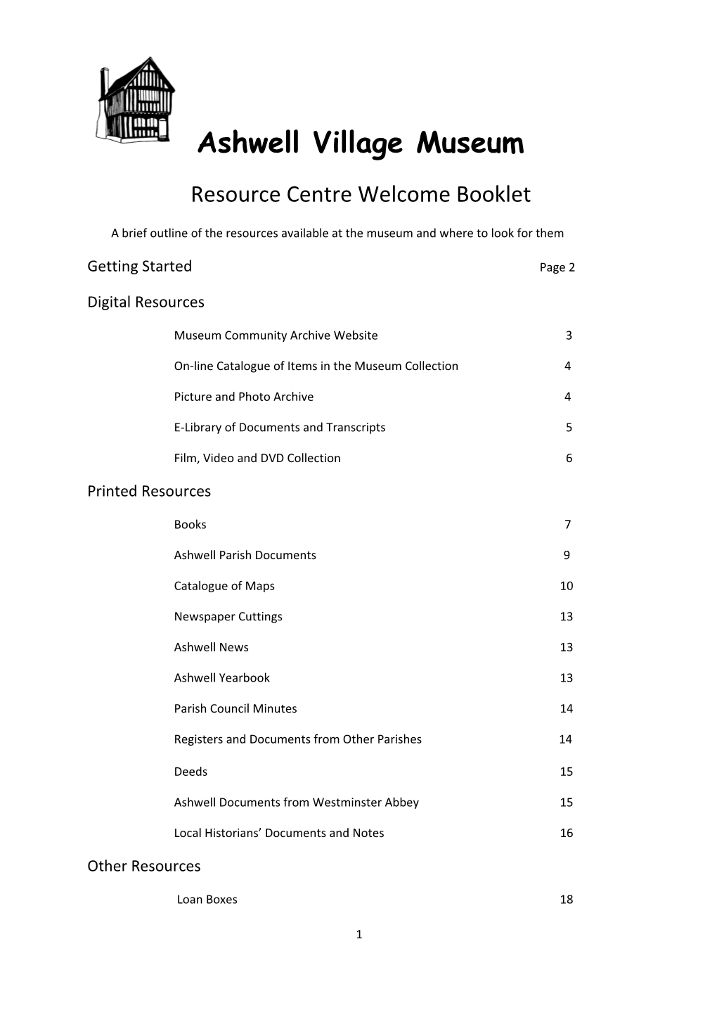 Resource Centre Welcome Booklet