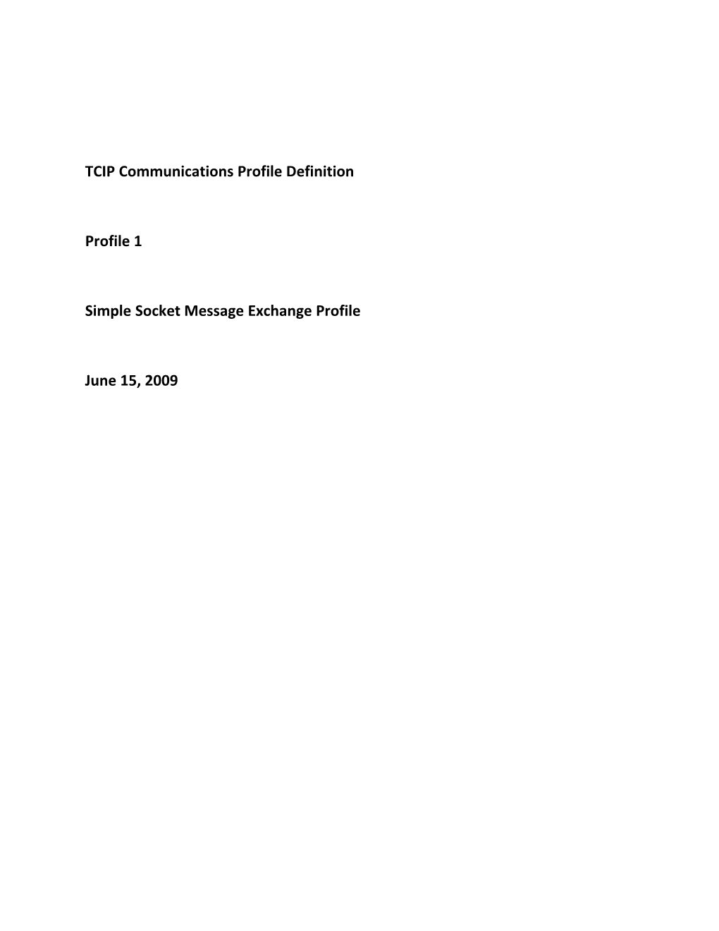 TCIP Communications Profile Definition