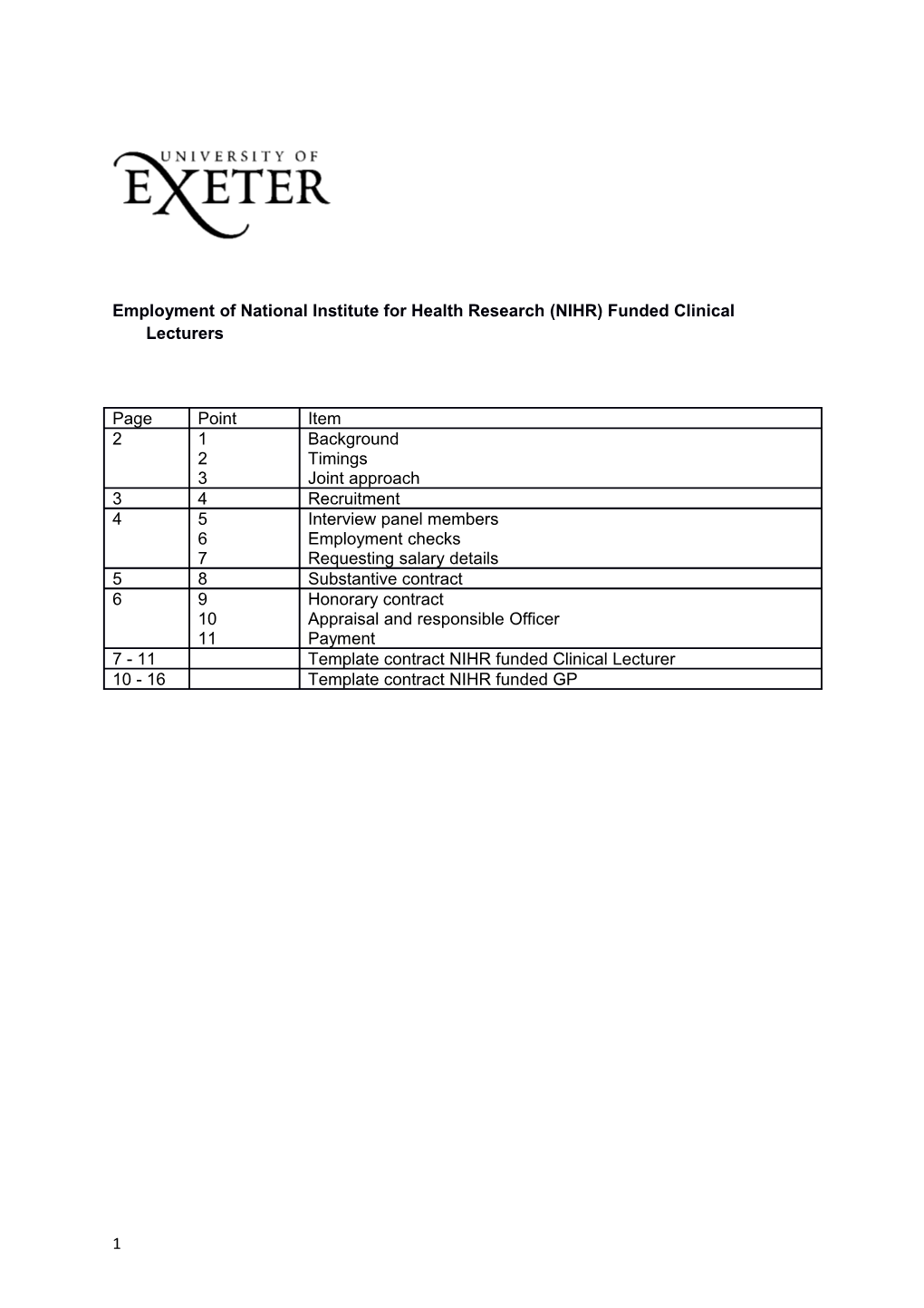 Employment of National Institute for Health Research (NIHR) Funded Clinical Lecturers