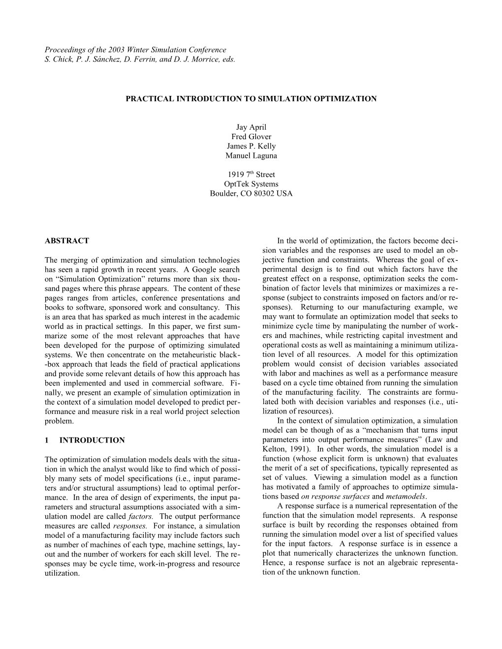 WSC' 03 Sample Paper