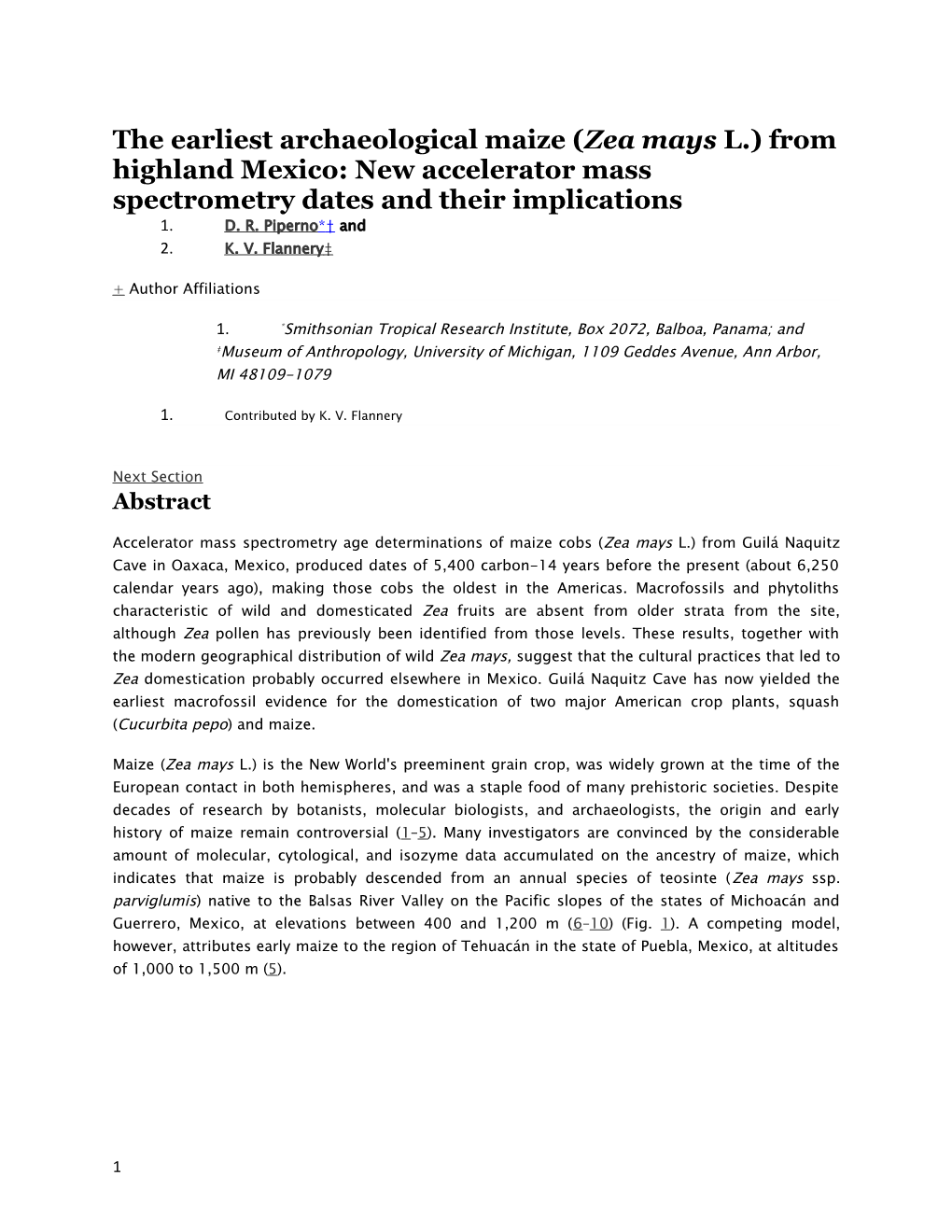 The Earliest Archaeological Maize (Zea Mays L.) from Highland Mexico: New Accelerator