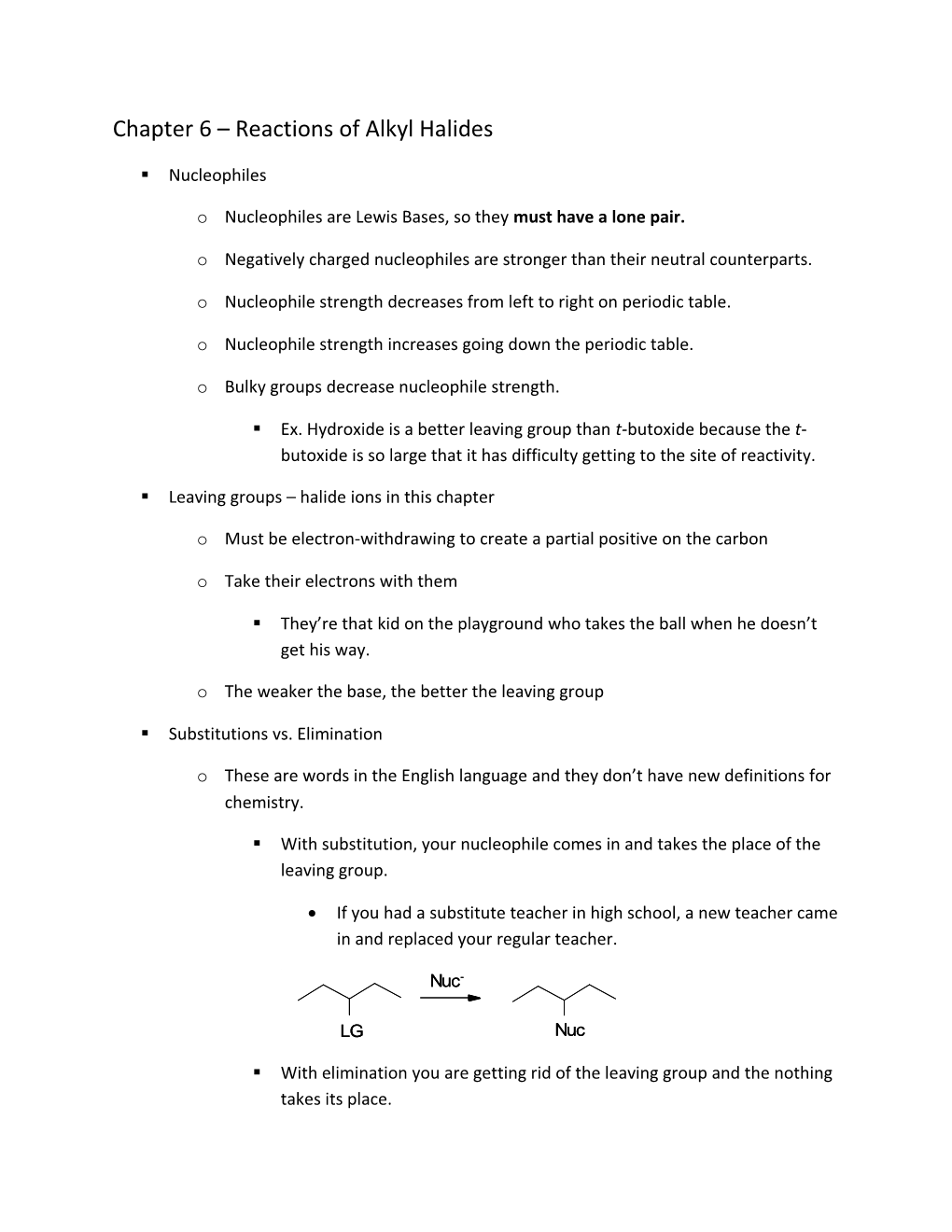 Chapter 6 Reactions of Alkyl Halides