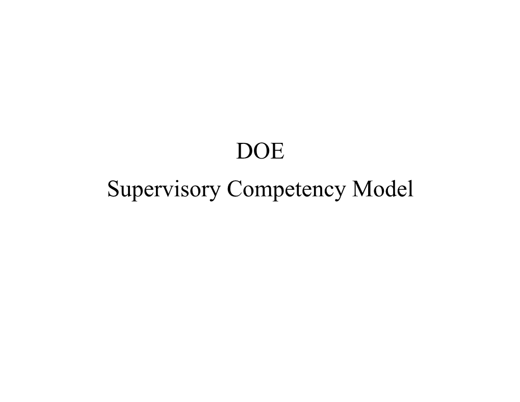 Supervisory Competency Model