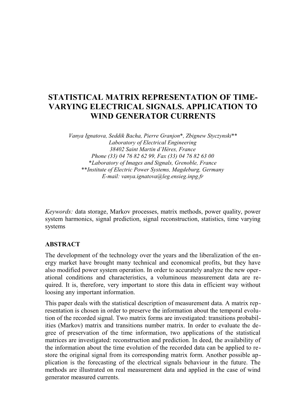 Template for a Publication in the International Journal of Distributed Energy Resources