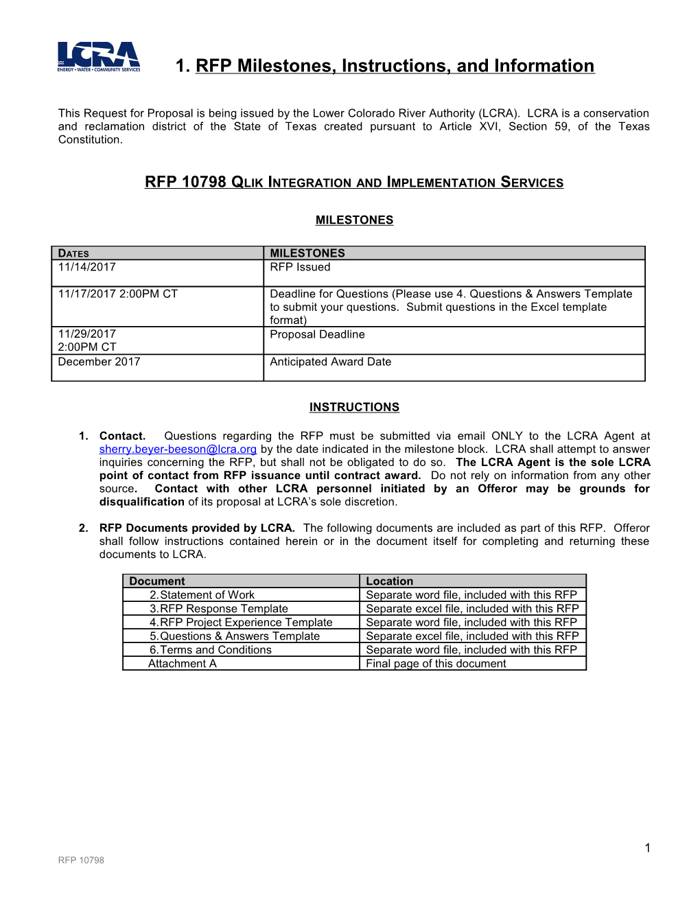 RFP 10798 RFP Instructions