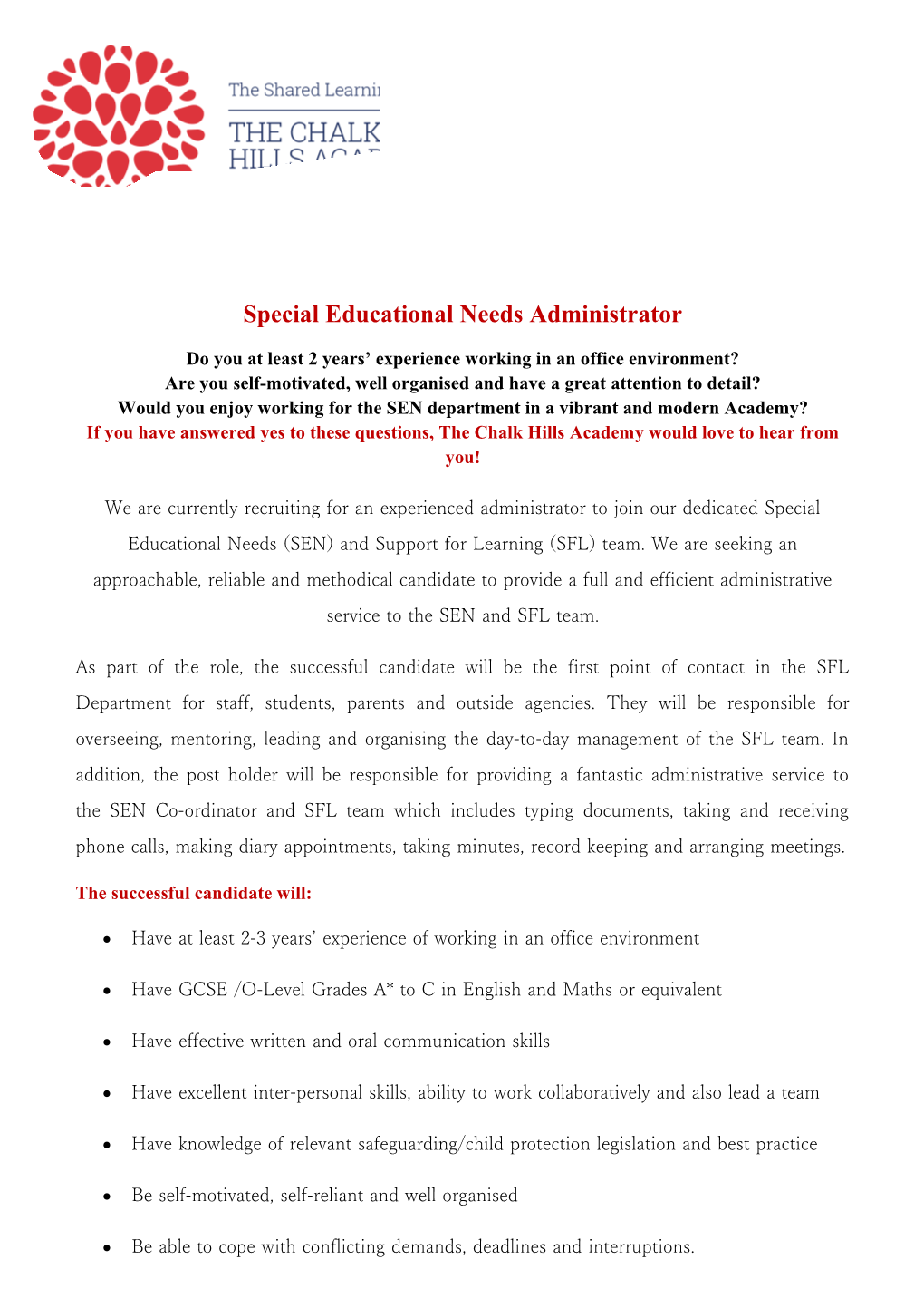Special Educational Needs Administrator
