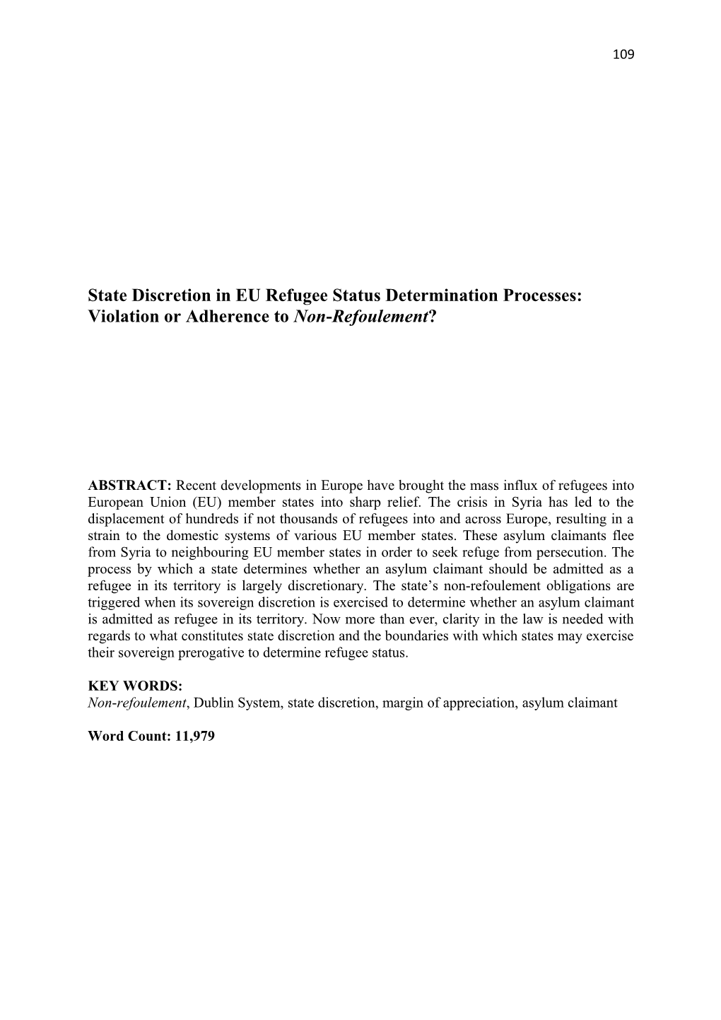 State Discretion in EU Refugee Status Determination Processes