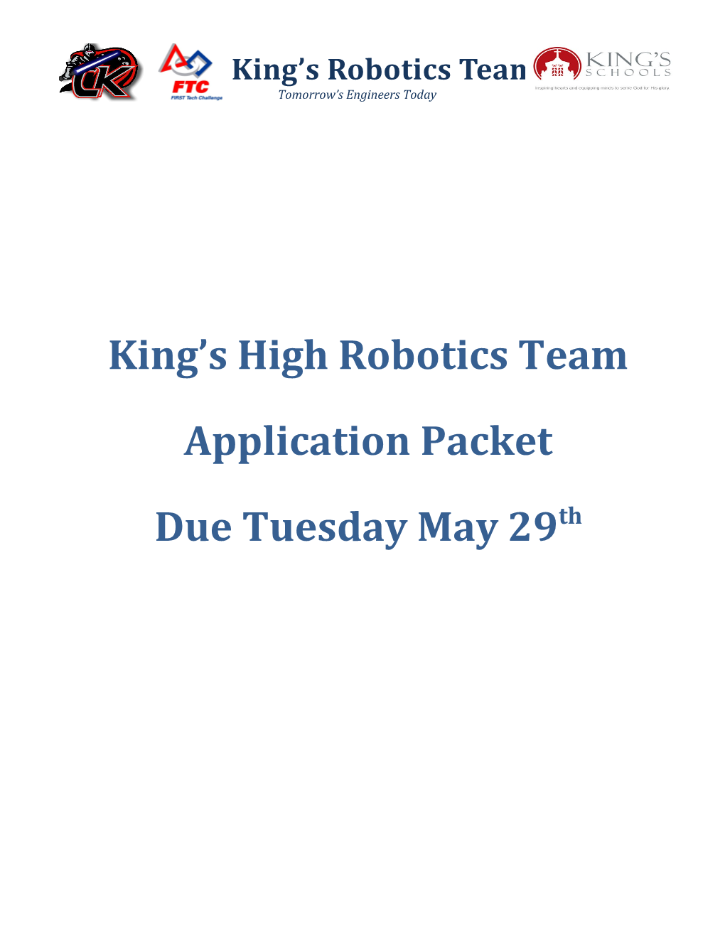 King S High Robotics Team