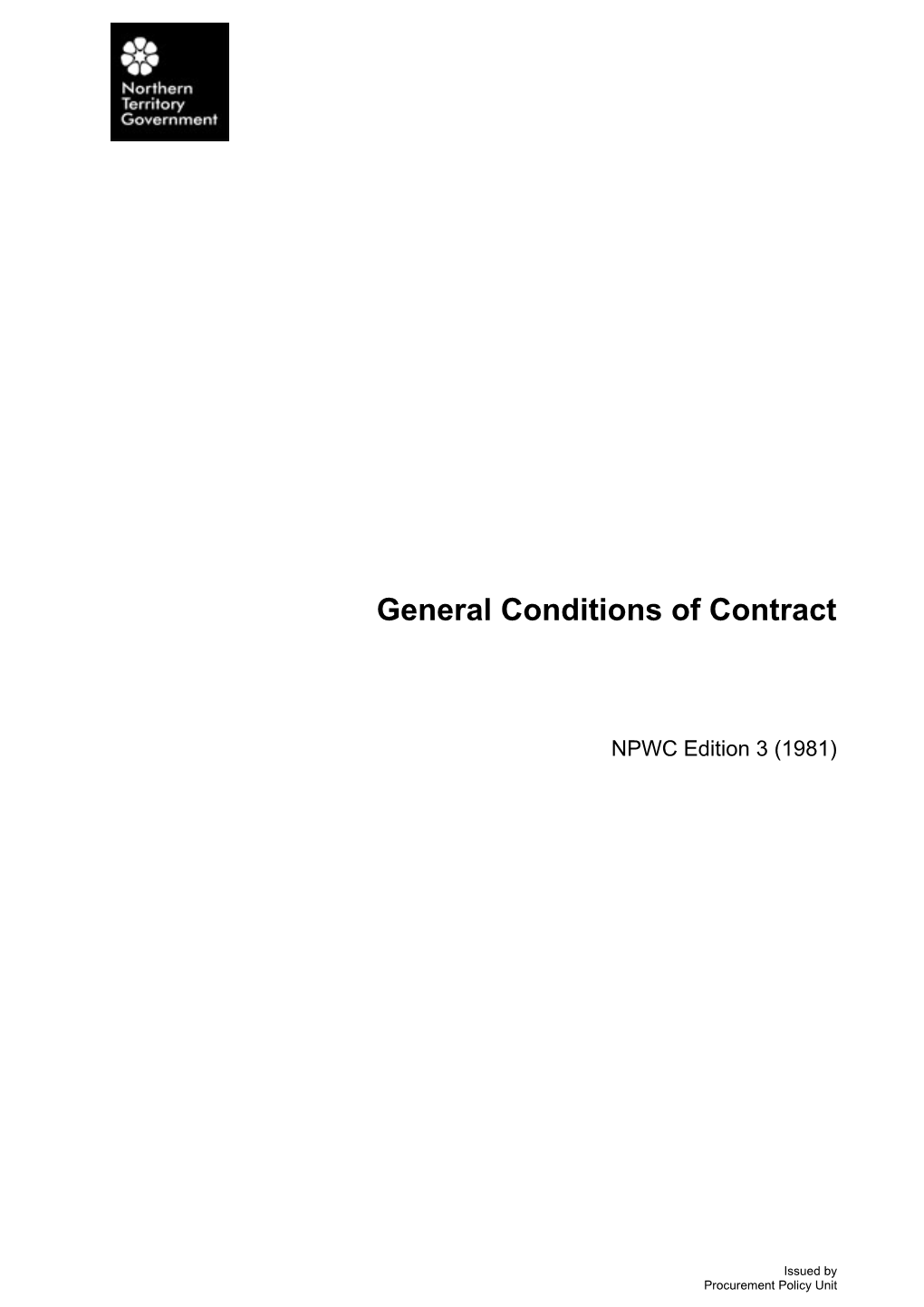 General Conditions of Contract - NPWC Edition 3 (1981)