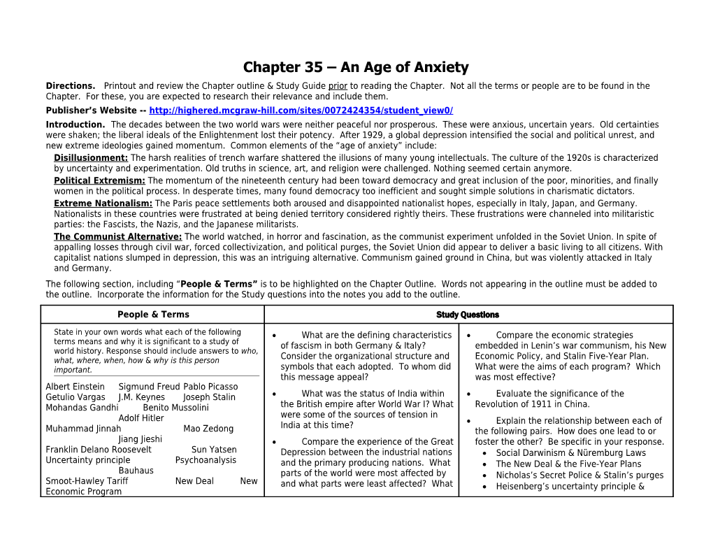 Chapter 35 an Age of Anxiety