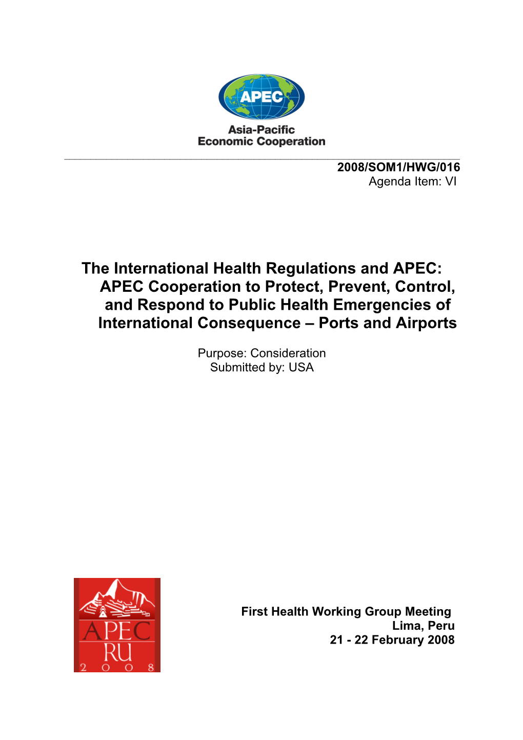 The International Health Regulations and APEC